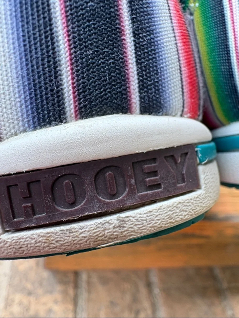 Hooey Multicolor Striped Canvas Lace-Up Sneakers with Teal Trim
